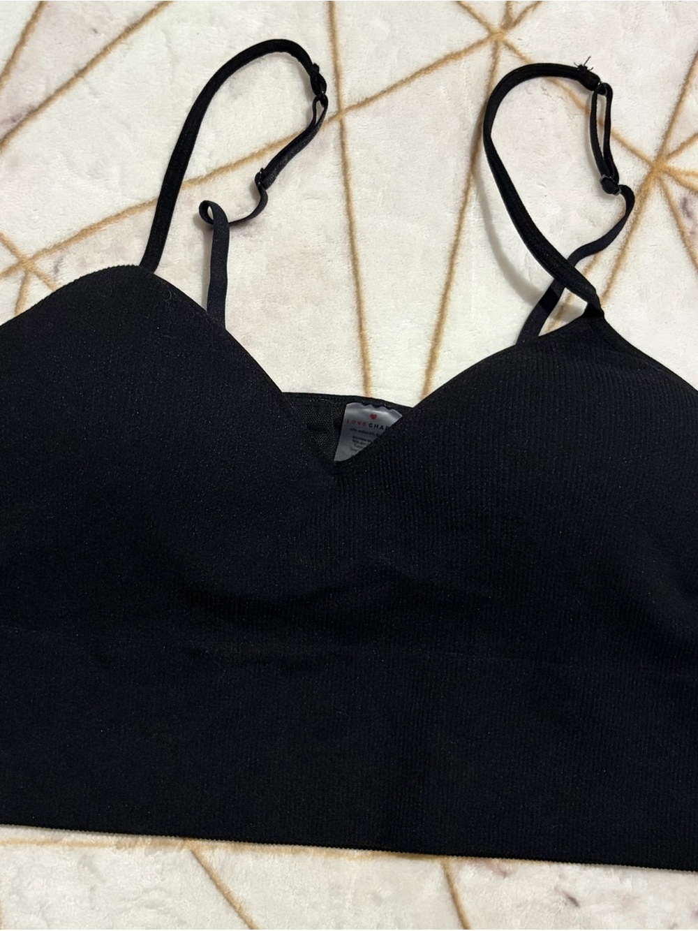 Black Seamless Camisole Bralette with Adjustable Straps